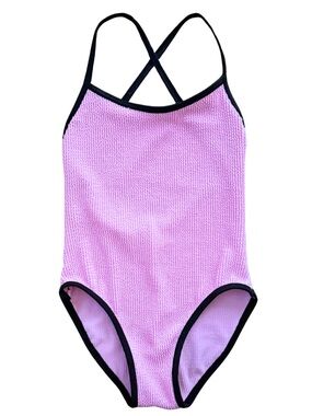 Cruz Girls crinkle neon pink swim suit size 7 like new